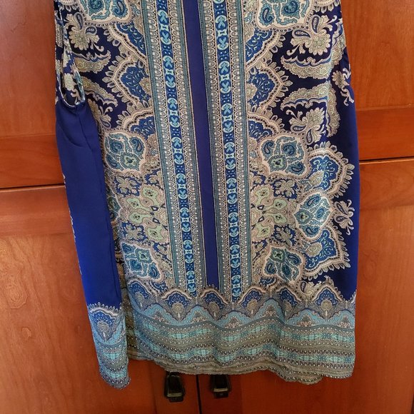 Blue & Turquoise Sleeveless Paisley Top XL - Picture 2 of 5